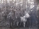 Photo of William Carter’s WWI contingent in Germany c 1916-1918 with their mascot a miniature pony or donkey they named ‘Kaiser William.’  He appears front centre with his hand on the mascot. 