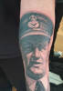 My son’s arm. Tattooed portrait  of his Great Great Uncle Cecil. 