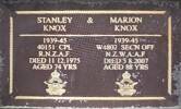 Shared grave. Stanley & Marion May Knox nee Stenberg.