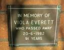 Memorial Plaque for Viola Everett at Mount Thompson Memorial Gardens, Holland Road, Brisbane, Qld, Australia, Refer www.mtthompsonmemorialgardens.com.au