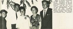 A recent traveller on the Northern Star is Noema, daughter of George and Olwen Te Runa, 8 Puriri Street. She is off on a trip to South Wales to visit her grandmother. Pictured at her farewell party are brother Hira, Mr Te Runa, Noema, Mrs Te Runa and brother Tony.(K.K.K.)