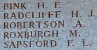 Francis Sapsford's name is on Lone Pine Memorial to the Missing, Gallipoli, Turkey.