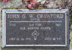 Major # 22823 John G W CRAWFORD (MBE ED)2nd NZEF - NZ DENTAL CORPS Died 12.12.1998 aged 80yrs He is buried in the Awa Tapu Cemetery, Paraparaumu, Wellington PLOT: SGA 40, Ashes, Servicemans Cremation Garden