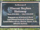 Memorial Plaque of Vincent Hattaway, at All Saint&#39;s Church Cemetery Howick, Auckland.

