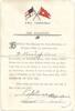 Private George Stringfellow crossed the equator aboard RMS Corinthic on 17 May, 1917 and was granted Freedom of the Seas by Neptune, Rex Maris (King of the Seas).  The countersignature is uncertain but likely &quot;F Hart&quot; for Commander Frank Hart, R.N.R.  A better quality version of this certificate - front and back - is also available in .PDF format.