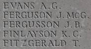 James Fergusson's name is inscribed on Caterpillar Valley NZ Memorial to the Missing, France.