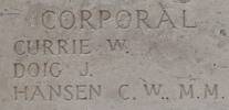 James Doig's name is inscribed on Tyne Cot Memorial to the Missing, Belgium.