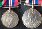 War Medal 1939-1945 is a campaign medal from the United Kingdom awarded to Norman Rosser Bryan as a citizen of the Commonwealth who served in the arm forces or navy full time for at least 28 days between 3 Sep 1939 and 2 Sep 1945