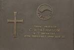 Charles Adamson's gravestone, Bourail NZ War Cemetery, New Caledonia.