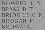 Charles Bridger's name is inscribed on Caterpillar Valley NZ Memorial to the Missing, France.