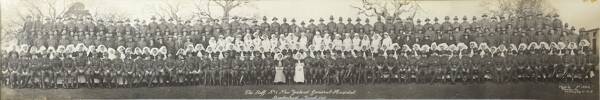 Photo of the Staff of No 1 New Zealand General Hospital, Brockenhurst March 1917. Photo by Panora Ltd. Image kindly provided by Barney Campbell (March 2023).