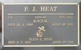 Photograph of Percy Heat's grave plaque in Whenua Tapu Cemetery, Porirua. Image kindly provided by Allan Dodson (July 2023).