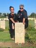 Photograph of Te Wiremu Wharepapa's relatives visiting his grave at the War Cemetery in Assisi. Image kindly provided by Helena Gill (October 2023).