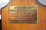 Memorial plaque, on the end of a pew. The pew was originally from St Thomas', Freeman's Bay. St Thomas' was demolished and the pew was donated to St Alban's, Dominion Road, Auckland (photo John Halpin March 2014) - CC BY John Halpin