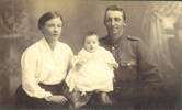 Family group, WW1, Bert, Sophie and infant daughter Nancy (photographs kindly provided by family) - No known copyright restrictions