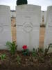 Headstone, Vaulx Hill Cemetery, family planted a red cyclamin 7th Nov 2007 - No known copyright restrictions