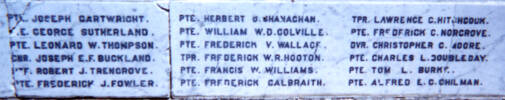 Featherston Cemetery Memorial name panel beginning Cartwright - No known copyright restrictions