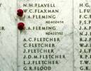 Auckland War Memorial Museum, Hall of Memories, World War 2. Panel with names: Flavell - Flood - This image may be subject to copyright