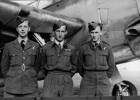 Group airmen: L to R: M.A. Harsant, W.A. Trolove and F.H. Brown. (from National Archives, Wellington -Reference AIR 118/64, Vol 8 No 31 Squadron - Gisborne, Photo 3171). - This image may be subject to copyright