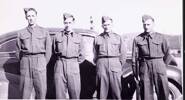 Group 4 Home Guard soldiers at Mataroa, near Taihape standing in front of car, George Whale, Vern Neagle, Alex Arrow and Percy Arrow (Taihape Museum) - This image may be subject to copyright