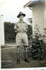 Portrait, wearing unform shorts standing outside in the garden - This image may be subject to copyright