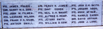 Featherston Cemetery Memorial name panel beginning Purdie - No known copyright restrictions