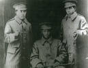 Portrait of three soldiers: Pa George Karika, Iaveta Karika, and Piat M. Mani in greatcoats, with uniform hats, a swaggar sticks. Rarotongan soldiers. - No known copyright restrictions