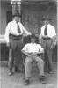 Group, three men, James is standing at right. - No known copyright restrictions