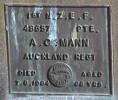 Bronze memorial plaque, Mangere Public Cemetery (photo Hodder family 2007) - No known copyright restrictions