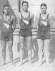 Group, 1934 Swimming Team, Empire Games 1934, held in England, in swimming togs left to right: Billy Whareatu (802301); Noel Crump, Len Smith (photo from the collection of the Crump family) - This image may be subject to copyright