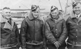 Photo Left to Right LACs Clarry Brittain, Ernie Atkinson, Noel Baty, Bill Bird at No 3 Elementary Flying School (EFTS) Harewood, Christchurch in the winter of 1942. - This image may be subject to copyright