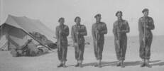 Drill. Left to right Bill Watson, Bill Day, Jock Kevern, Jim Hutchison & Jack Matheson at Maadi Camp, Egypt. - This image may be subject to copyright
