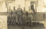 Group, WW2 including Henry Hamlin (Napier) (37399), Melvyn Lochead (Te Kopuru); Murray Bennett (Auckland); Will Wakely (Wellington); Archie Sears (Okato). - This image may be subject to copyright
