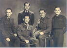 Family group, WW2, 5 Twiname brothers in uniform. Standing (l to r): Roy Harry (NZ414361), Owen Arnold (415043); Seated (l to r): Bruce Alexander, Noel Eric (72638), Barry George (28225) - This image may be subject to copyright