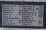 Rotorua War Memorial (World War 1), Name plaque Franks, S.C. - Lake, A. (Photo Clare Ann Fortune 2004) - Image has All Rights Reserved