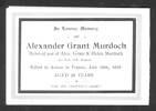 Memorial Card, WW1 (front), Alexander Grant Murdoch - No known copyright restrictions