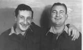 Group WW2, 2 soldiers laughing, Matthew Handley left; his companion's identity is not known. - This image may be subject to copyright