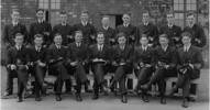 Group, WW2 Photo at HMS St Vincent: Back Row (L to R): Ian Wilson (NZ), Alec Milne (NZ), Rae Richardson (NZ), John Gilbert (NZ), Dennis Trussel, Stan Jenkins (NZ), Dick Goodfellow (NZ), Peter Hult, Robertson; Front Row: John Wordsworth, Amyas Ringer (NZ), Randell, Hanbury, Thomson (Hong Kong), White (Canada), Bedells, Pratt (NZ), Wilcock. (photo supplied by R.A. Ringer) - This image may be subject to copyright