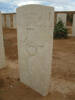 Headstone, showing row number on side, Knightsbridge War Cemetery, Libya (photo B. Coutts, 2009) - This image may be subject to copyright