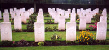 Cambridge City Cemetery, Graves including those of the four airmen killed in the same accident. (photo G.A. Fortune) - Image has All Rights Reserved