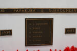 Papakura - Karaka War Memorial, WW2 name panel beginning Edmiston (photo J. Halpin 2010) - This image may be subject to copyright