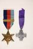 Medals, WW2, 1939-45 Star (with Battle of Britain clasp) 2001.25.0447 obverse and New Zealand Memorial Cross 2001.25.0448 reverse (Mackrell Collection Auckland War Memorial Museum) - This image may be subject to copyright