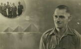 Portrait, WW2, montage of family with pyramids (kindly provided by family) - This image may be subject to copyright