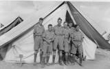 Group, WW2 'Tough guys of 1940' outside tent, soldiers standing - This image may be subject to copyright