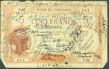 WW2 banknote, 5 cinq francs, Noumea dated 6 July 1943 (front), property of Gordon W.A. Muir (618150) with signatures - This image may be subject to copyright
