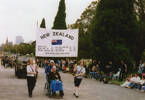 ANZAC Day, Melbourne, Australia, Snow in wheelchair with his granddaughter - This image may be subject to copyright