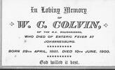 Memorial card [inside], "In loving memory of W.C. Colvin, of the NZ Rough Riders ..." - No known copyright restrictions