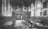 Postcard, Dining Hall, Wadham College, Oxford (front) the X mark on the seat and table, middle lefthand indicates Daniel's seat for meals. - No known copyright restrictions