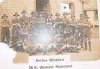Group photograph, 26 Waikato Regiment, informal outside, Archie back row 4th from right - No known copyright restrictions