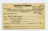 Certificate of Enrolment, WW2, Registration Number 617451 Leslie James McCoid (617451), a card folded, inside - This image may be subject to copyright